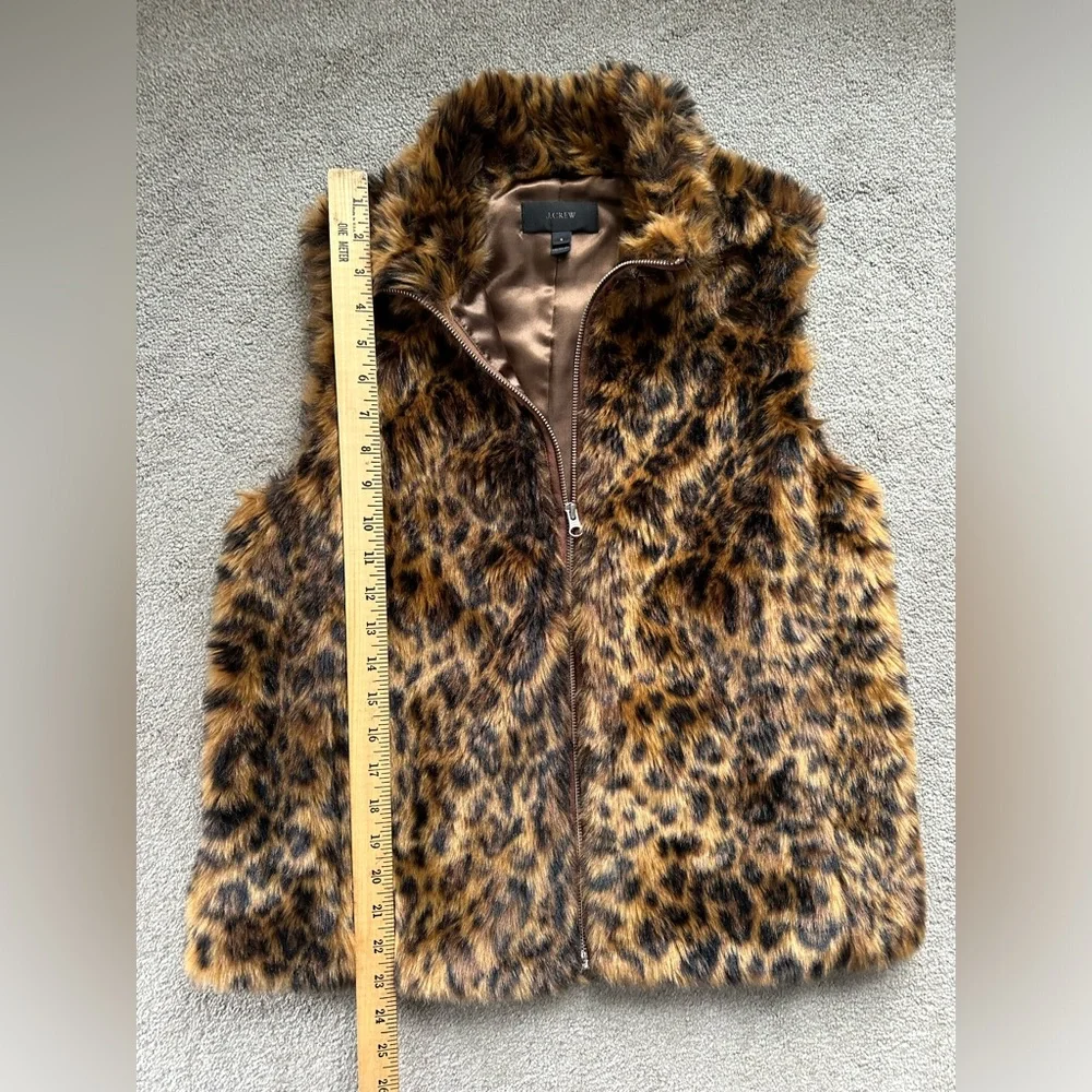 J. Crew Leopard Print Faux Fur Vest - Picture 6 of 7